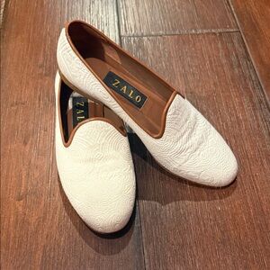 Zalo Men's Cream Textured Loafers